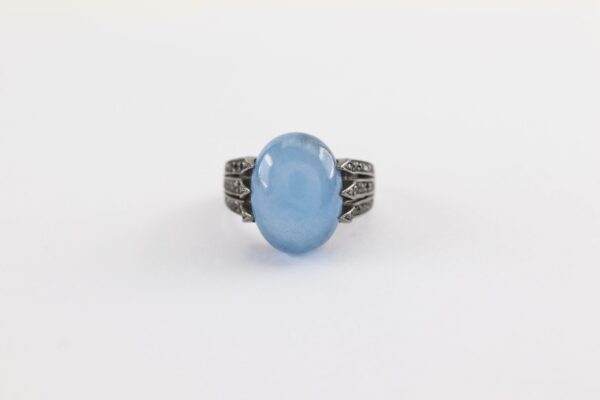 Ring Sterlingsilber  geschwärzt mit Chalcedon