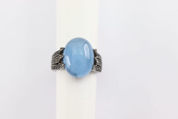 Ring Sterlingsilber  geschwärzt mit Chalcedon – Bild 3