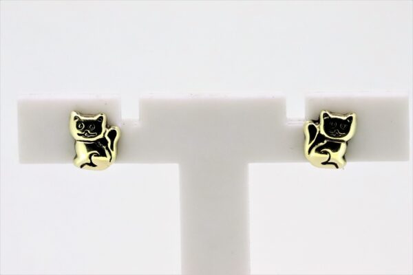 Kinder Ohrstecker in Gelbgold -- kleine Katze