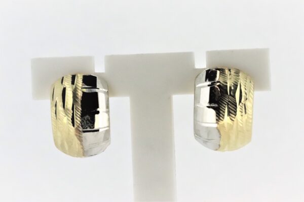 Halbcreolen  333 Goldgehalt ( 8 Karat ) Weißgold und Gelbgold – Bild 3