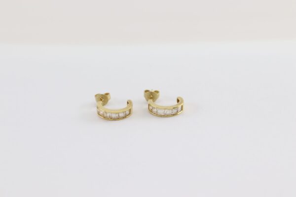 Gold Halb Creolen in Gelbgold mit Zirkonia – Bild 3