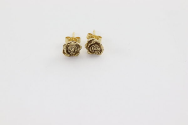 sehr feine Ohrstecker in Gelbgold - Rose – Bild 2