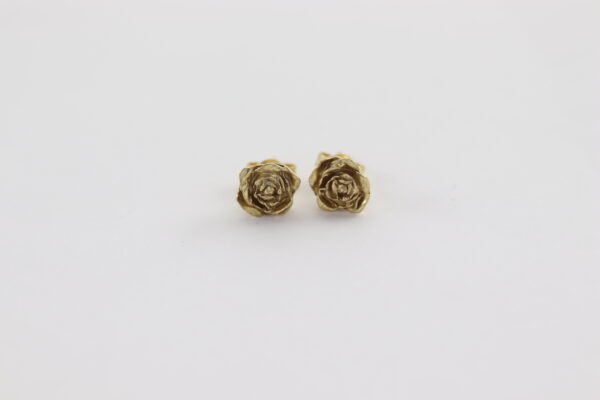 sehr feine Ohrstecker in Gelbgold - Rose – Bild 3