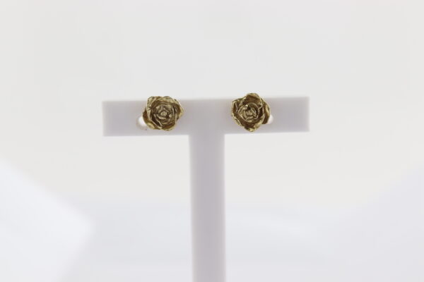 sehr feine Ohrstecker in Gelbgold - Rose – Bild 4