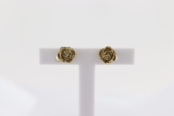 sehr feine Ohrstecker in Gelbgold - Rose – Bild 6