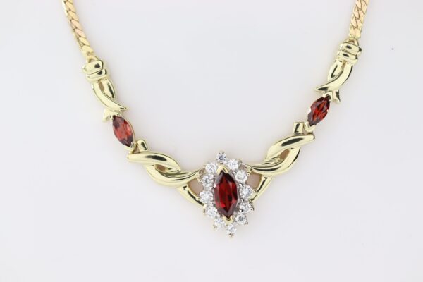 Collier mit Granat und Zirkonia – Bild 5