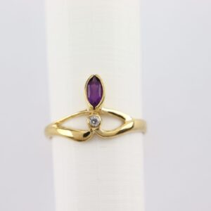 Ring in Gelbgold  mit Diamant und Amethyst -