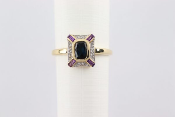 Sehr eleganter Ring mit Smaragd und Amethyst – Bild 3
