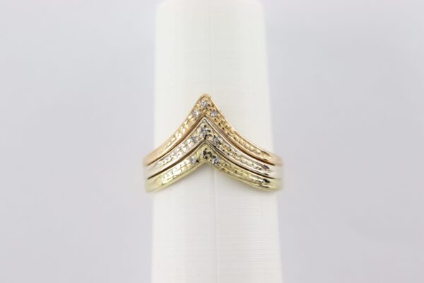 Ring-Weißgold mit Gelbgold ind 9 Diamanten – Bild 7