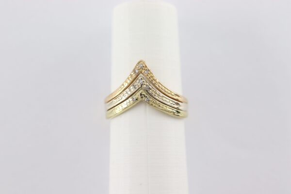 Ring-Weißgold mit Gelbgold ind 9 Diamanten – Bild 8
