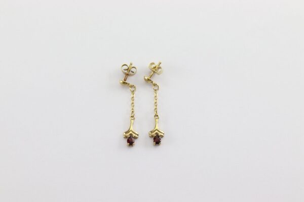 schöne Ohrstecker in Gelbgold- mit Granat – Bild 6