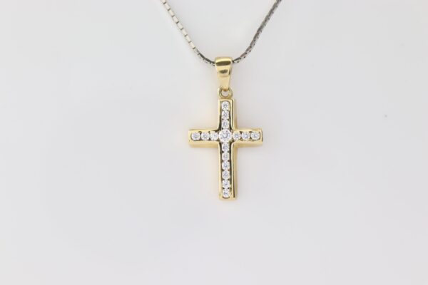 Kleines Kreuz mit klaren Zirkonia – Bild 3