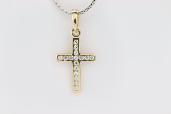 feines Kreuz mit klaren  Zirkonia  ( OHNE  KETTE ) – Bild 3