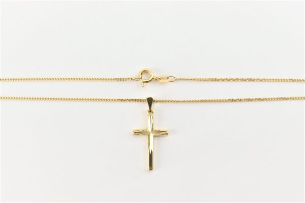 Kreuz mit Kette in Gelbgold – Bild 2