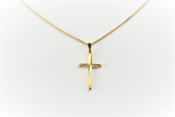 Kreuz mit Kette in Gelbgold – Bild 3
