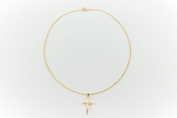 Kreuz mit Kette in Gelbgold – Bild 5