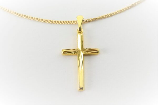 Kreuz mit Kette in Gelbgold – Bild 6
