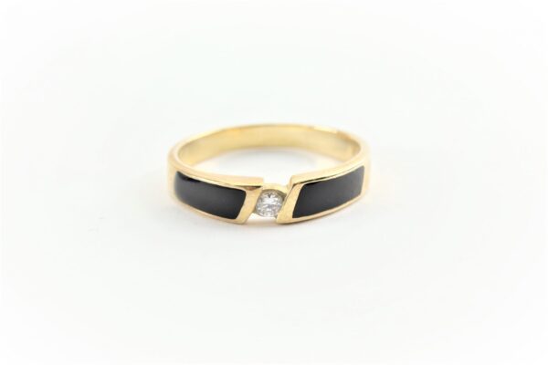 feiner Ring in Gelbgold mit Zirkonia und Email – Bild 8
