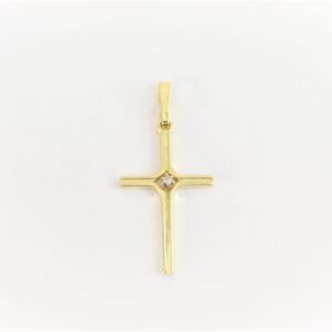 ein sehr schönes Kreuz in Gelbgold mit Diamant