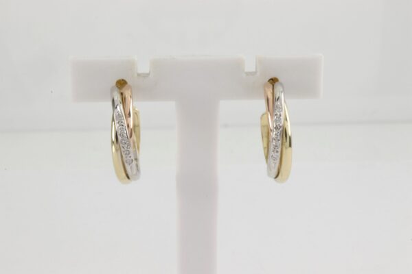 Feine Ohrstecker in Tri-Color mit Diamant