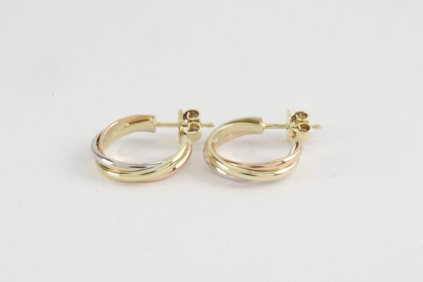 Feine Ohrstecker in Tri-Color mit Diamant – Bild 5