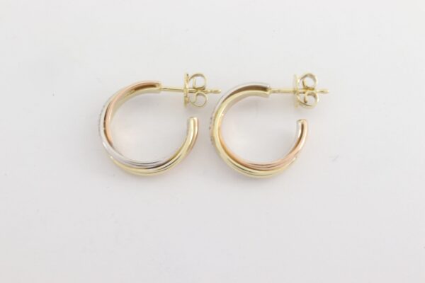 Feine Ohrstecker in Tri-Color mit Diamant – Bild 6
