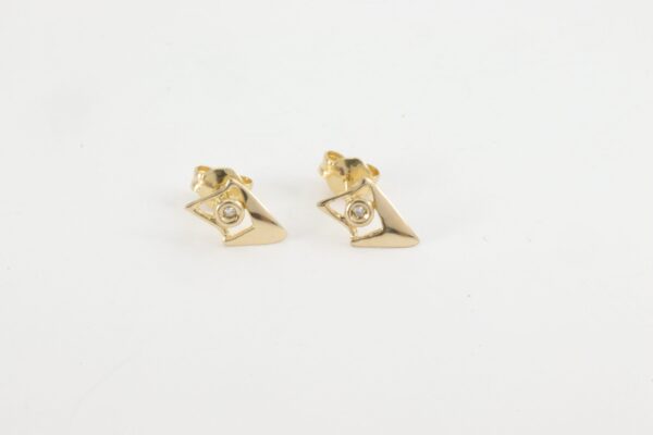 Sehr feine Ohrstecker in Gelbgold mit Diamant – Bild 2