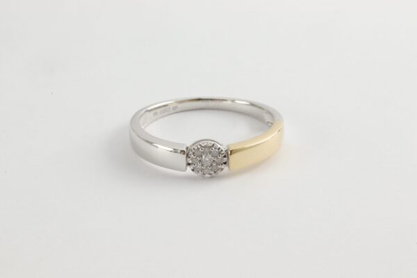 feiner Ring zweifarbig Gold mit Diamanten