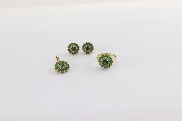 herrliches Set (Ohrstecker-Ring+Anhänger) in Gelbgold – Bild 5