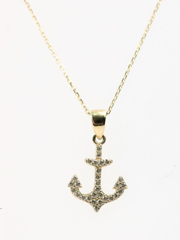 feines Collier  Rettungsanker in Gelbgold