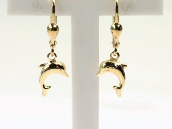 Ohrhänger in Gelbgold als Delphin