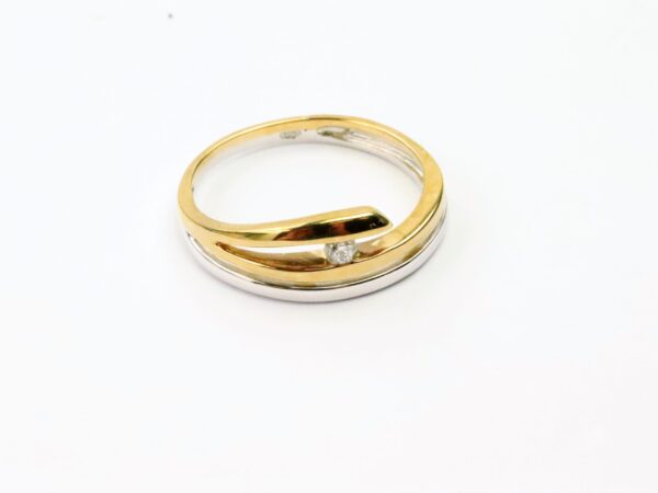 Ring mit Diamant Weißgold + Gelbgold