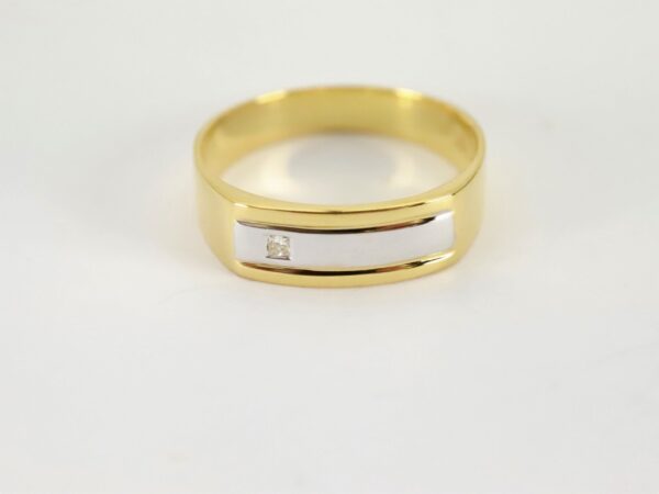 Ring Gelbgold  mit Diamant  und Weißgold – Bild 2