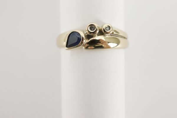 Ring in Gelbgold - mit Diamanten + Saphir – Bild 5