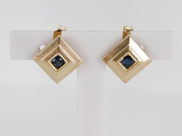 Set - Ohrstecker und Anhänger mit Saphir – Bild 4