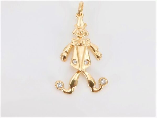 Anhänger  Clown in Gelbgold mit Zirkonia