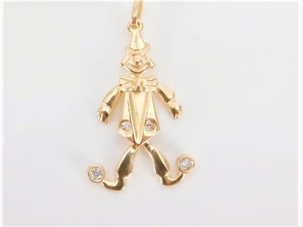 Anhänger  Clown in Gelbgold mit Zirkonia – Bild 3
