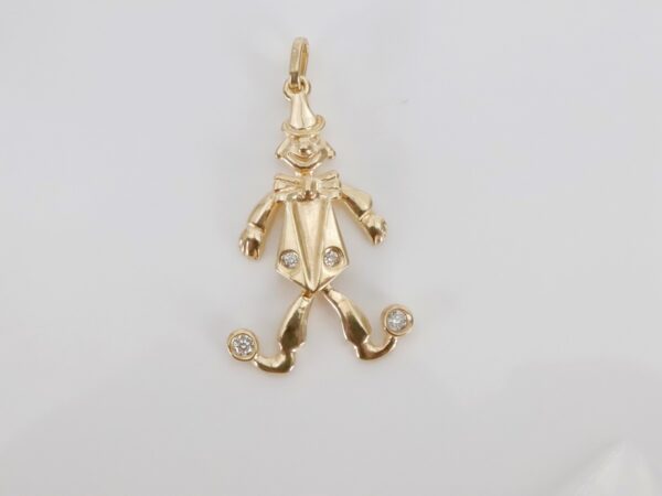 Anhänger  Clown in Gelbgold mit Zirkonia – Bild 4