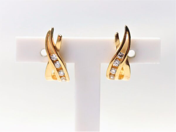 Creolen  in Gelbgold mit Zirkon – Bild 4