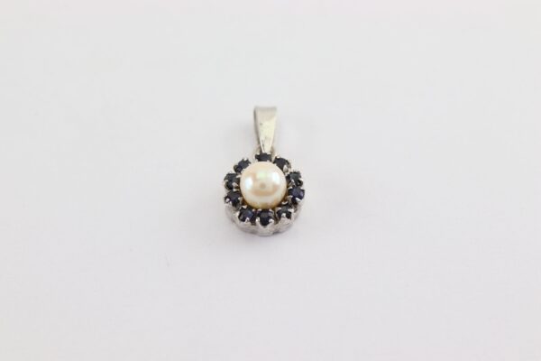 Sterlingsilber Anhänger mit Saphir und Süßwasserperle