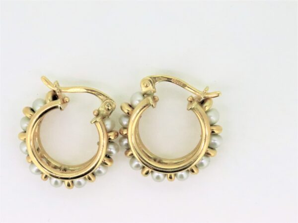 750 (18 Karat) Gold Creolen mit Muschelkernperlen – Bild 2