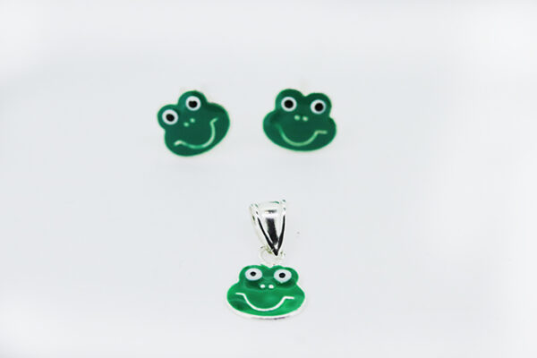 Set- grüner Frosch -  Sterlingsilber rhodiniert