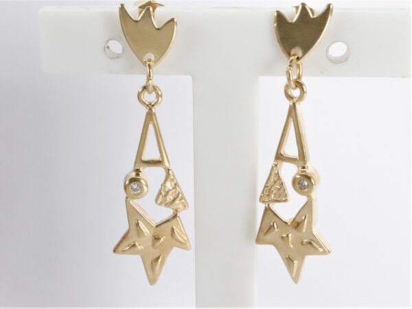 Ohrstecker  in Gelbgold mit Diamant – Bild 3