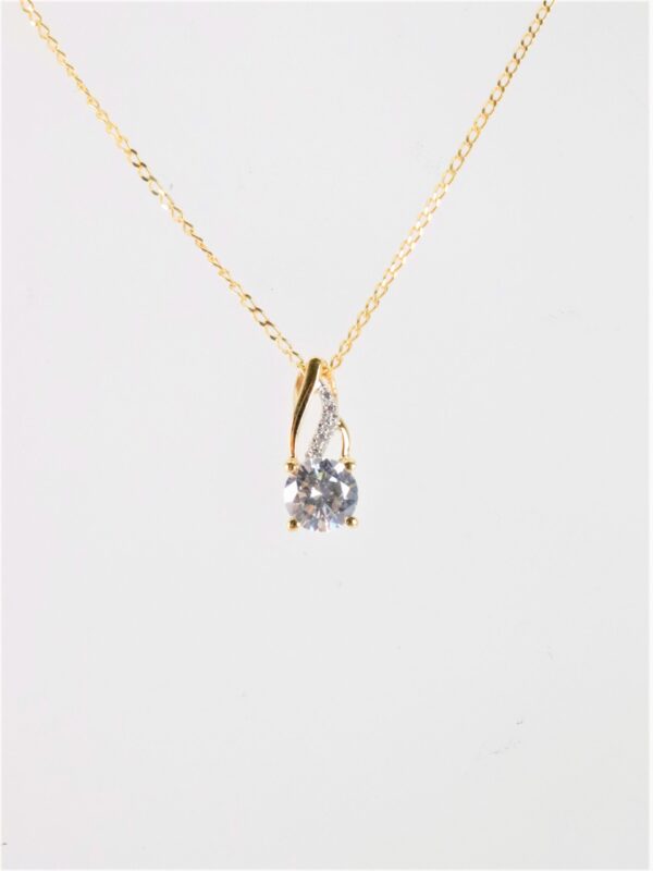 Collier   mit klarem Zirkon in Gelbgold – Bild 2