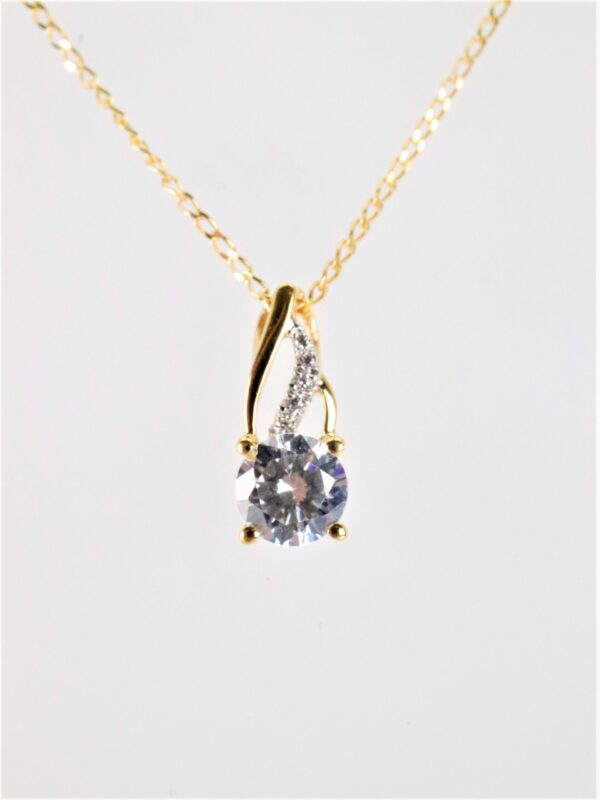 Collier   mit klarem Zirkon in Gelbgold