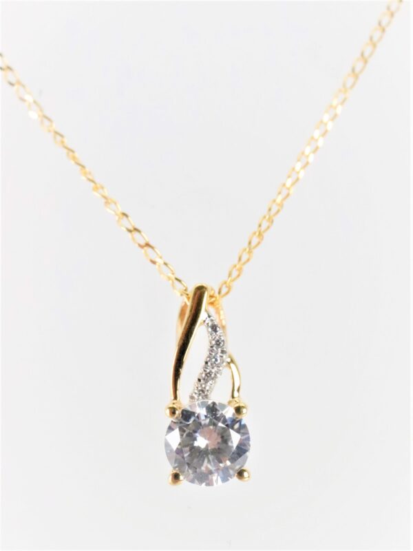Collier   mit klarem Zirkon in Gelbgold – Bild 4