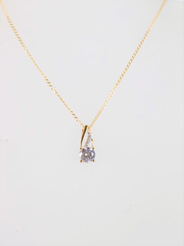 Collier   mit klarem Zirkon in Gelbgold – Bild 5
