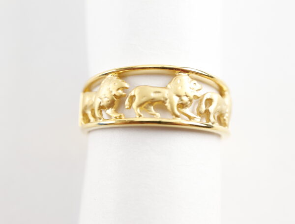 Ring   mit Löwen - in Gelbgold – Bild 3
