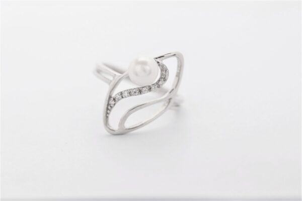 feiner Ring in Sterlingsilber rhodiniert mit Perle – Bild 4