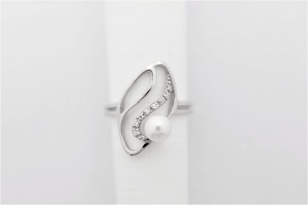 feiner Ring in Sterlingsilber rhodiniert mit Perle – Bild 5
